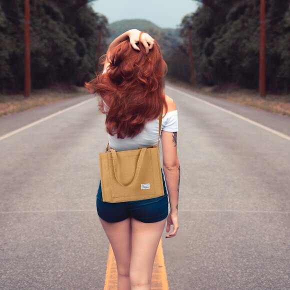 Tote Bag for Women Corduroy Crossbody Tote Bag Purse Women Travel Shoulder Bags - Picture 6 of 9